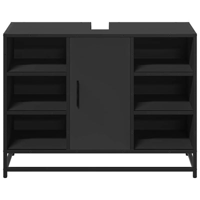 Musta kylpyhuonekaappi altaalla Drunga 80x33x60cm (puinen)