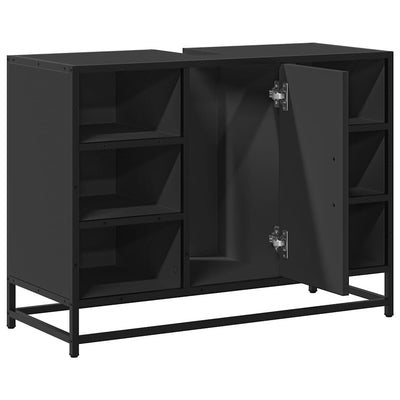 Musta kylpyhuonekaappi altaalla Drunga 80x33x60cm (puinen)