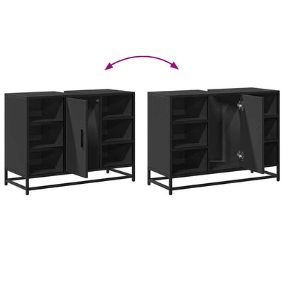 Musta kylpyhuonekaappi altaalla Drunga 80x33x60cm (puinen)