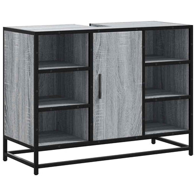 Harmaa kylpyhuonekaappi altaalla Drunga 80x33x60cm (puinen)