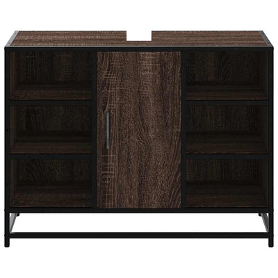 Kylpyhuonekaappi altaalla ruskea tammi 80x33x60 cm tekninen puu