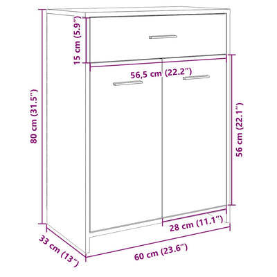 Sonoma-tammi kylpyhuonekaappi Feneda 60x33x80cm (lastulevy)