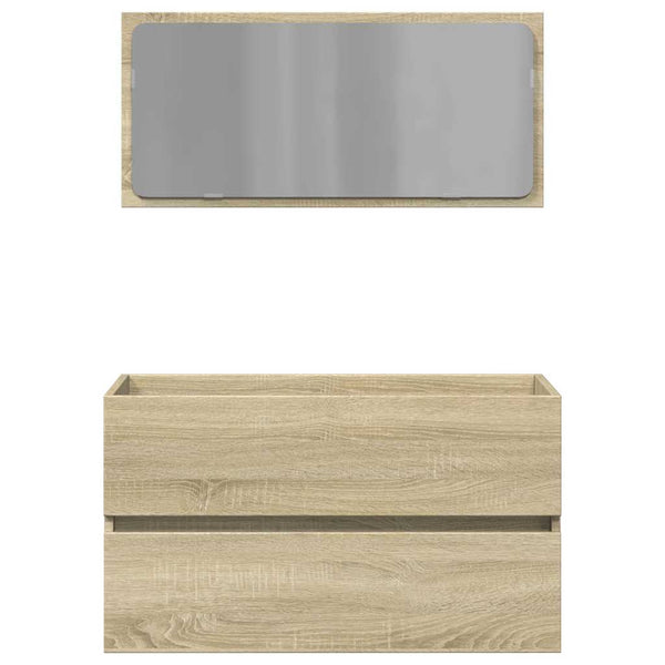 Sonoma-tammi kylpyhuoneen kaappi peilillä Arames 80x38,5x45cm