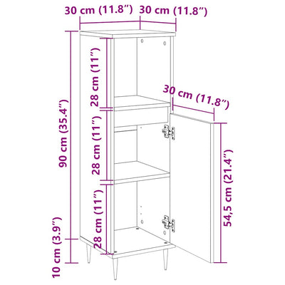 Sonoma-tammi kylpyhuoneen kaappi Bojan 30x30x100cm (puinen)