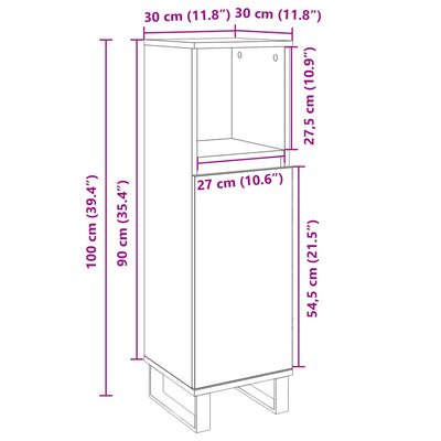 Sonoma-tammi kylpyhuoneen kaappi Stancescu 30x30x100cm (puinen)