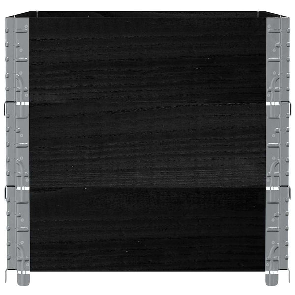 Kuormalavan reunukset 3 kpl musta 80x60 cm täysi mänty