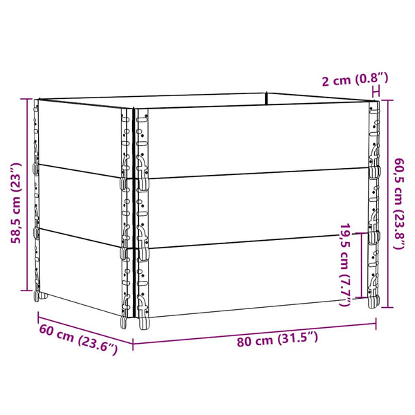 Kuormalavan reunukset 3 kpl musta 80x60 cm täysi mänty