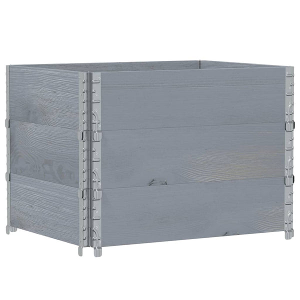 Kuormalavan reunukset 3 kpl harmaa 80x60 cm täysi mänty