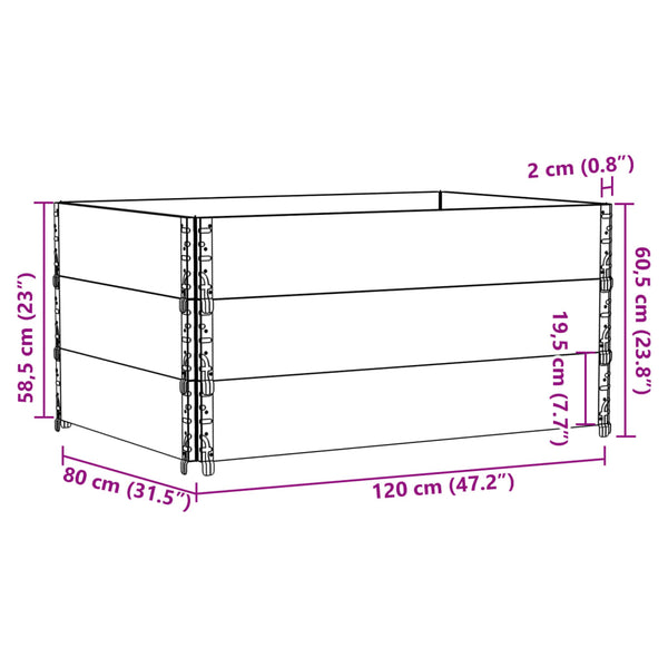 Kuormalavan reunukset 3 kpl 120x80 cm täysi mänty