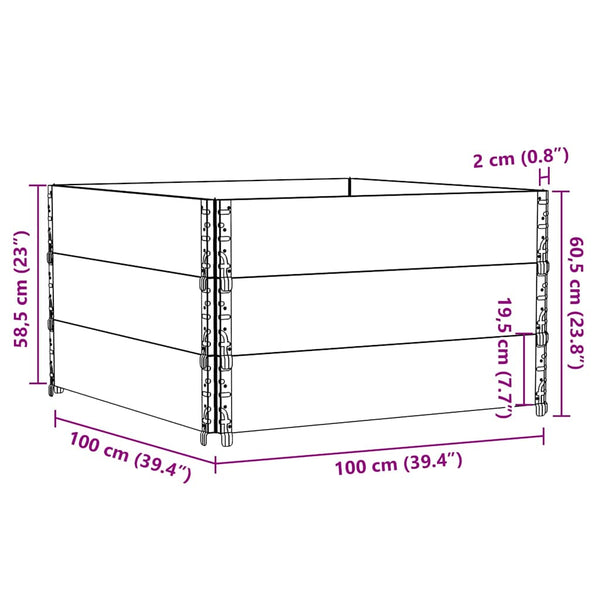 Kuormalavan reunukset 3 kpl musta 100x100 cm täysi mänty