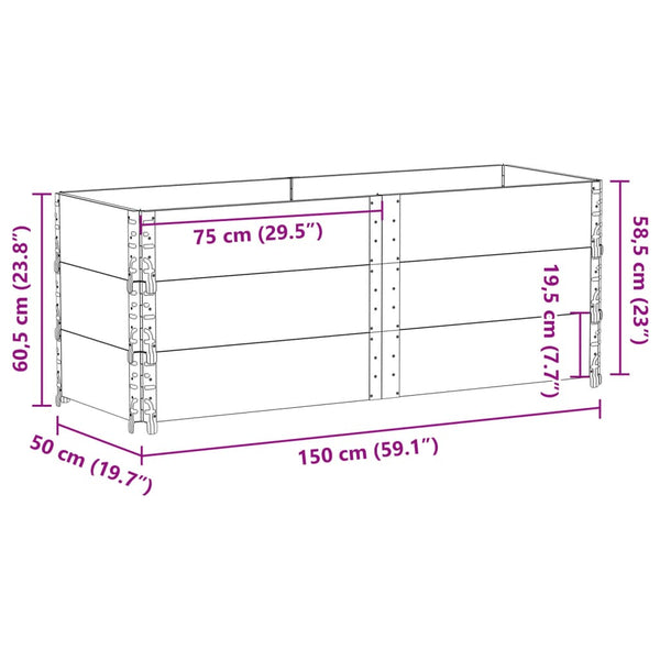 Kuormalavan reunukset 3 kpl harmaa 150x50 cm täysi mänty