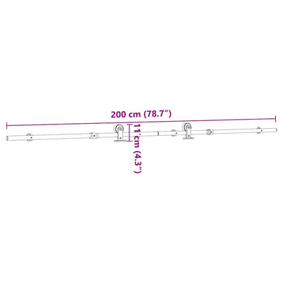 Hopea liukuoven asennustarvikkeet Eventa 200cm (ruostumaton teräs)