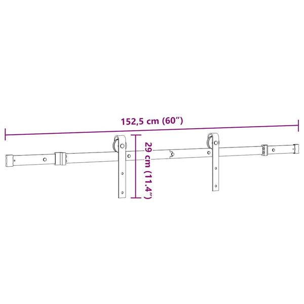 Musta liukuoven asennussarja teräs Exevie 152,5cm