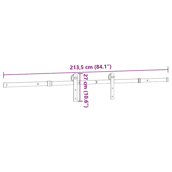 Musta liukuoven asennussarja teräs Doreta 213,5cm