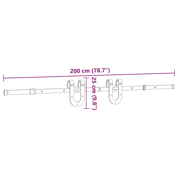 Musta liukuoven asennussarja teräs Joshuah 200cm