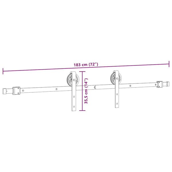 Musta liukuoven asennussarja teräs Izdraila 183cm