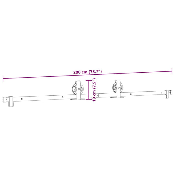 Musta liukuoven asennussarja teräs Handric 200cm