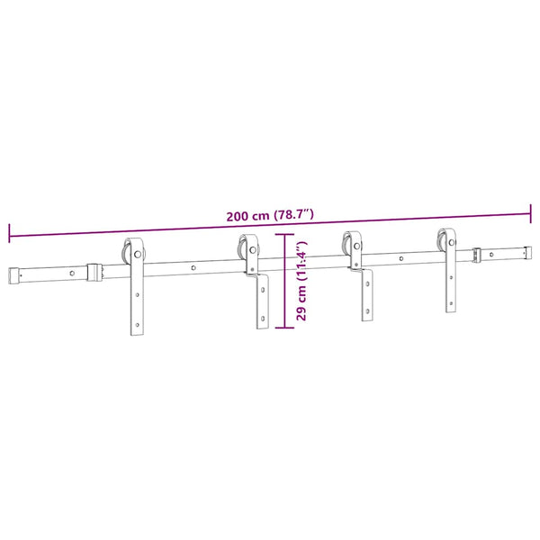 Musta liukuoven asennussarja teräs Coralie 200cm