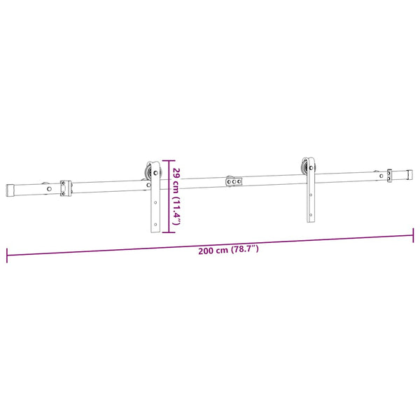 Musta liukuoven asennussarja teräs Capris 200cm