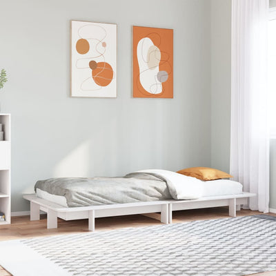 Sängynrunko ilman patjaa valkoinen 100x200 cm täysi mänty