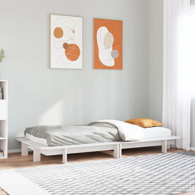 Sängynrunko ilman patjaa valkoinen 90x190 cm täysi mänty