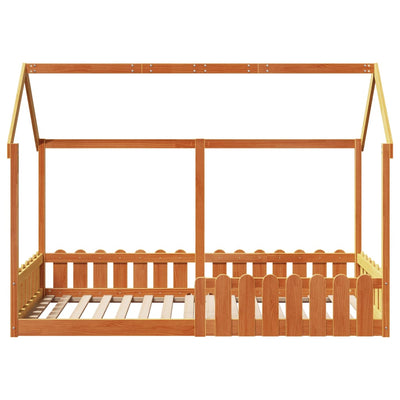 Lasten talonmuotoinen sängynrunko vahanruskea 90x200 cm mänty