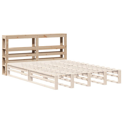 Sängynpääty hyllyillä 150 cm täysi mänty