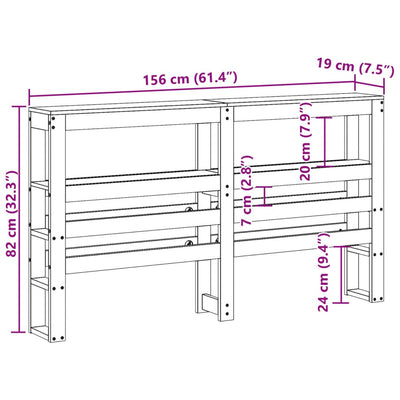 Sängynpääty hyllyillä vahanruskea 150 cm täysi mänty