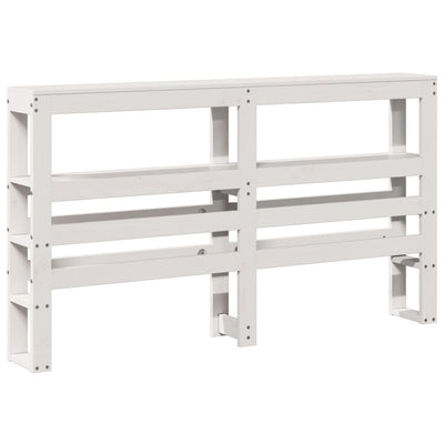 Valkoinen sängynpääty hyllyillä Nor 140cm (mänty)