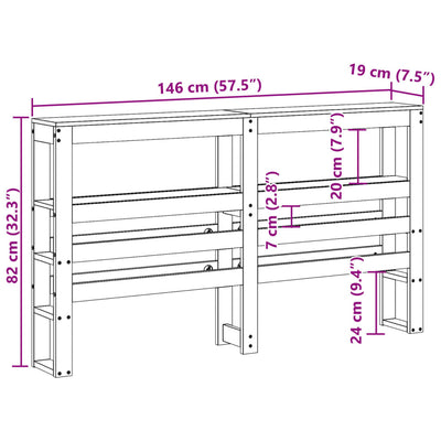Sängynpääty hyllyillä vahanruskea 140 cm täysi mänty