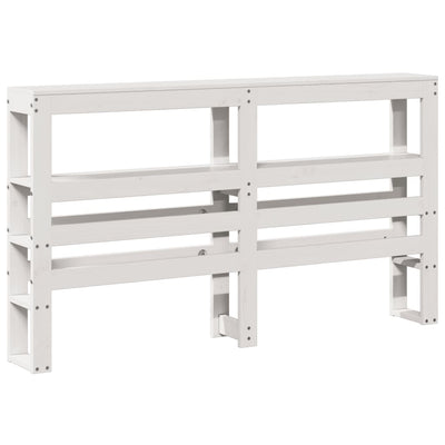 Valkoinen sängynpääty hyllyillä Nor 135cm (mänty)