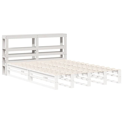 Sängynpääty hyllyillä valkoinen 120 cm täysi mänty