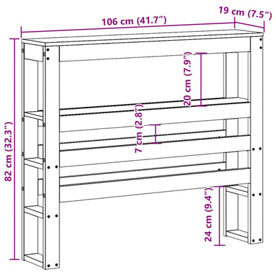 Sängynpääty hyllyillä Nor 100cm (mänty)