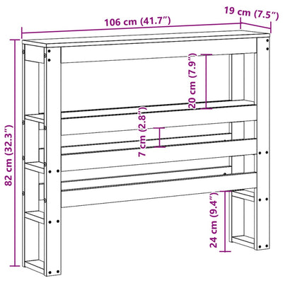 Vahanruskea sängynpääty hyllyillä Nor 100cm (mänty)