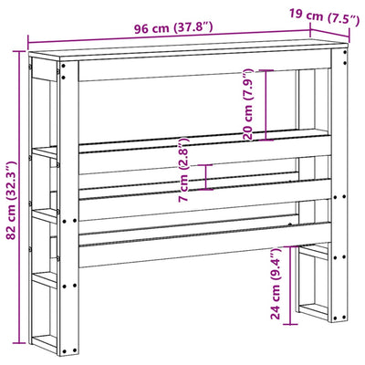 Vahanruskea sängynpääty hyllyillä Nor 90cm (mänty)