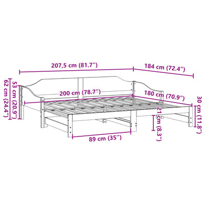 Valkoinen vuodesohva rullilla Livina 90x200cm (mänty)