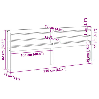 Sängynpääty hyllyillä valkoinen 200 cm täysi mänty