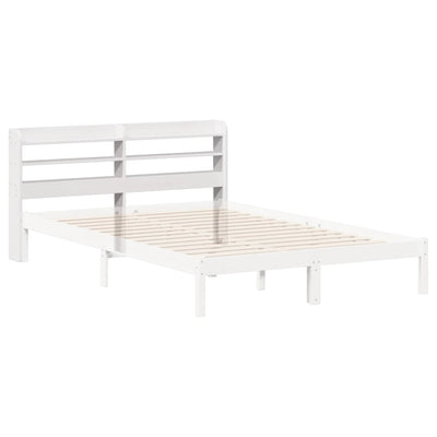 Sängynpääty hyllyillä valkoinen 160 cm täysi mänty