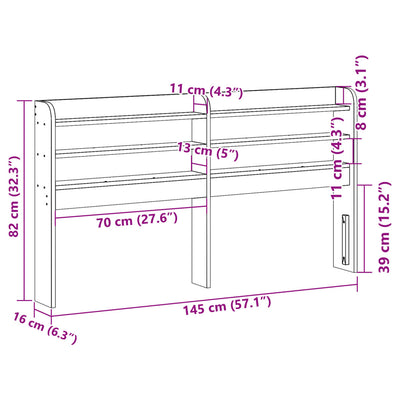 Sängynpääty hyllyillä vahanruskea 135 cm täysi mänty