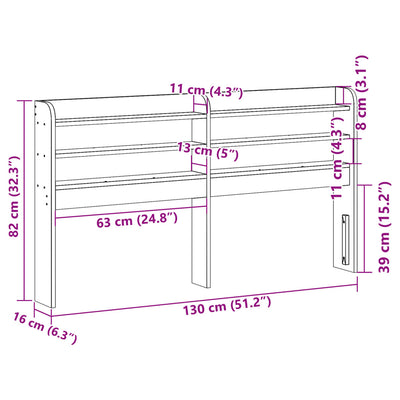 Sängynpääty hyllyillä 120 cm täysi mänty