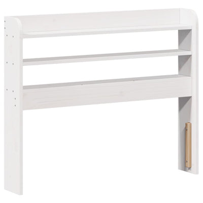 Sängynpääty hyllyillä valkoinen 75 cm täysi mänty