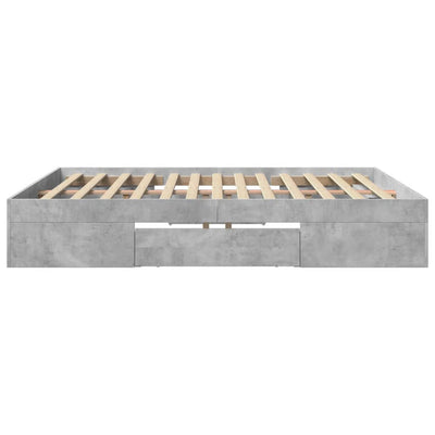 Sängynrunko betoninharmaa 200x200 cm tekninen puu
