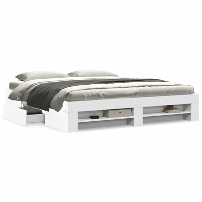 Valkoinen sängynrunko Eonica 180x200cm (puinen)