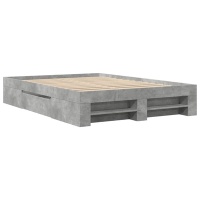 Sängynrunko betoninharmaa 120x200 cm tekninen puu