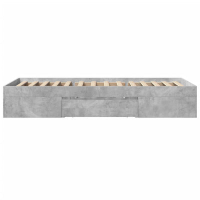Sängynrunko betoninharmaa 100x200 cm tekninen puu