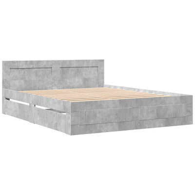 Sängynrunko päätylevyllä betoninharmaa 150x200 cm tekninen puu