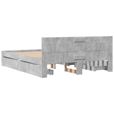 Betoninharmaa sängynrunko päätylevyllä Andersen 150x200cm (puinen)