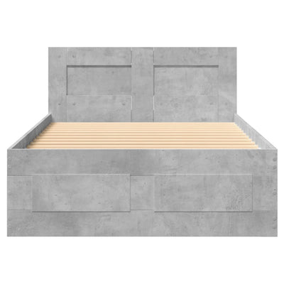 Sängynrunko päädyllä betoninharmaa 100x200 cm tekninen puu