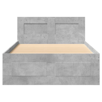 Sängynrunko päädyllä betoninharmaa 90x200 cm tekninen puu