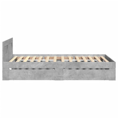 Sängynrunko päädyllä betoninharmaa 90x200 cm tekninen puu